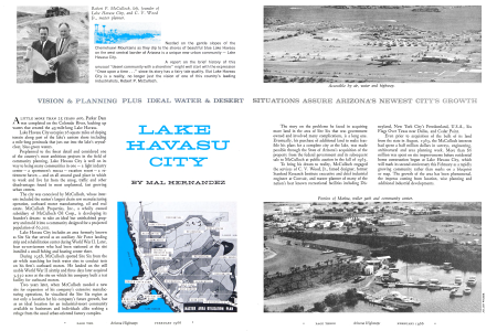 Robert P. McCulloch, left, founder of Lake Havasu City, and C. V. Wood Jr., master planner.