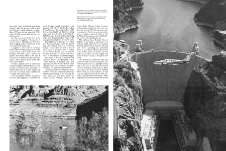 A birds-eye view of Hoover Dam and its power plant which harnesses the waters of Lake Mead.