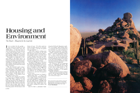 This custom home north of Phoenix, designed by Gerry Jones, is a distinctive creation that blends with the environment, an architectural philosophy first espoused by Frank Lloyd Wright.