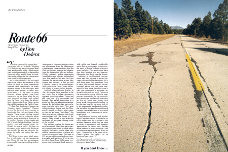 Now bypassed, unused, and forgotten, a section of Old Route 66 west of Flagstaff slowly disintegrates.