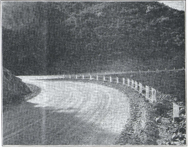 Sloping of bank on this corner increased visability, giving full view of curve, thus increasing safety and speed.