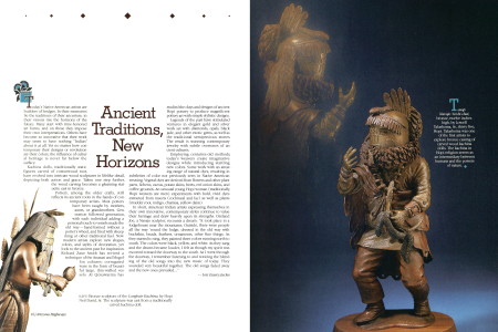 Bronze sculpture of the Longhair Kachina, by Hopi Neil David, Sr. The sculpture was cast from a traditionally carved kachina doll.