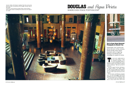 Lobby of the historic Gadsden Hotel, the seventy-nine-year-old center of social life on the Douglas, Arizona, side of the border.