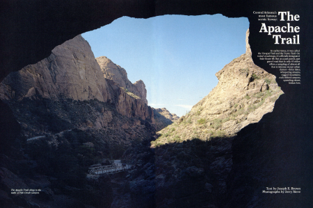 The Apache Trail clings to the walls of Fish Creek Canyon.