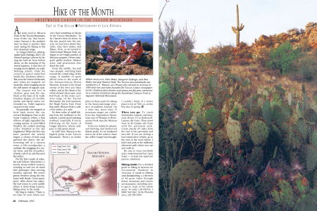 Hikers (FROM LEFT) Paul Maley, Margaret Dykinga, and Rita Maley rest atop Wasson Peak. The Tucson area landmark was named for J.A. Wasson, an Ohioan who arrived in Arizona in 1869 and one year later founded the Tucson Citizen newspaper.