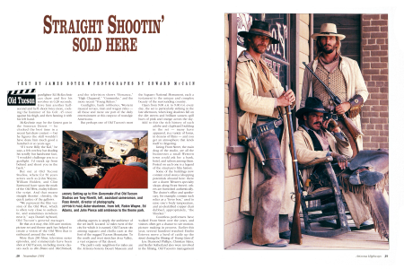 Setting up to film Gunsmoke III at Old Tucson Studios are Tony Rivetti, left, assistant cameraman, and Ross Amehl, director of photography.