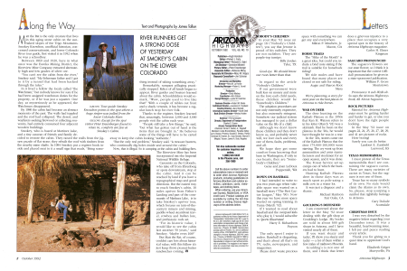 Tour guide Smokey Knowlton points to the spot where a huge striper was pulled from the lower Colorado River.