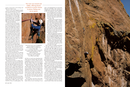 Meryl Singer makes her way up the east face of the mountain on a route called Dreams of l'itoi.