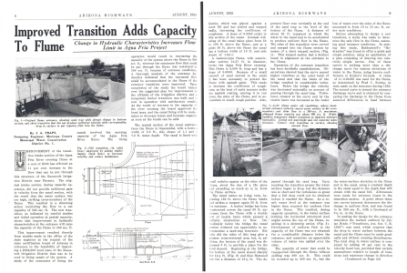 Fig. 1-Original flume entrance, showing sand trap with abrupt change in bottom section, and short transition that did not produce sufficient velocity with corresponding drop in surface to put capacity flow into the flume.