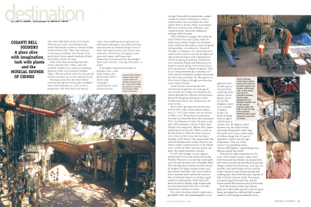 Paolo Soleri's unique bronze and ceramic bells and whimsical figures fill the courtyard outside the gallery at Cosanti, his Paradise Valley studio and home.